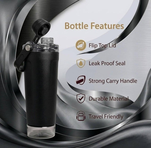 Generic Stainless Steel Gym Water Bottle with Carry Strap (Multicolor) - 1 Piece