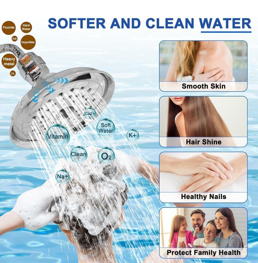 Generic Stainless Steel 15 Stage Filtered Shower Head (Silver)