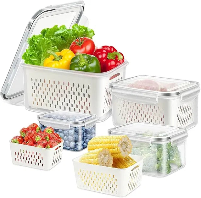 Refrigerator Storage Containers with Airtight Lids – Pack of 4