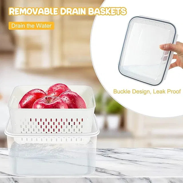 Refrigerator Storage Containers with Airtight Lids – Pack of 4
