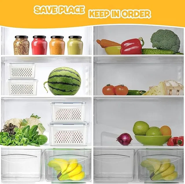 Refrigerator Storage Containers with Airtight Lids – Pack of 4