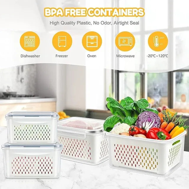 Refrigerator Storage Containers with Airtight Lids – Pack of 4