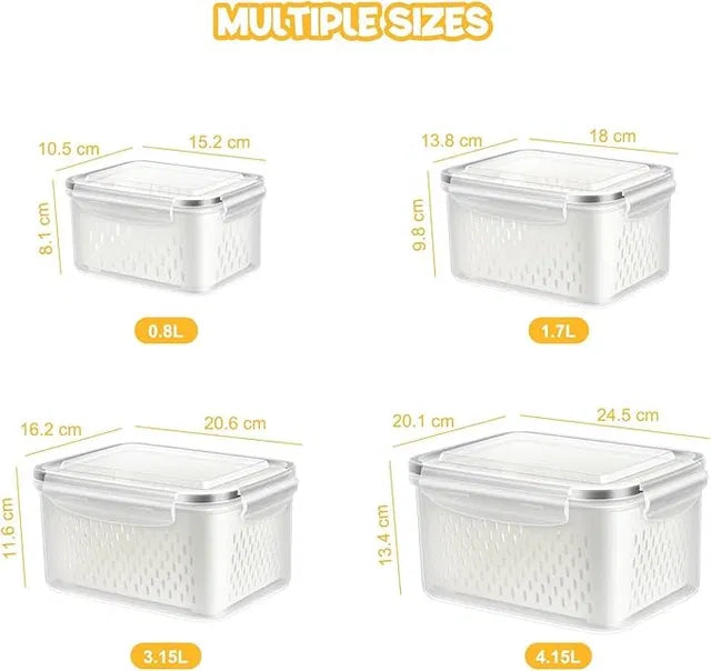 Refrigerator Storage Containers with Airtight Lids – Pack of 4
