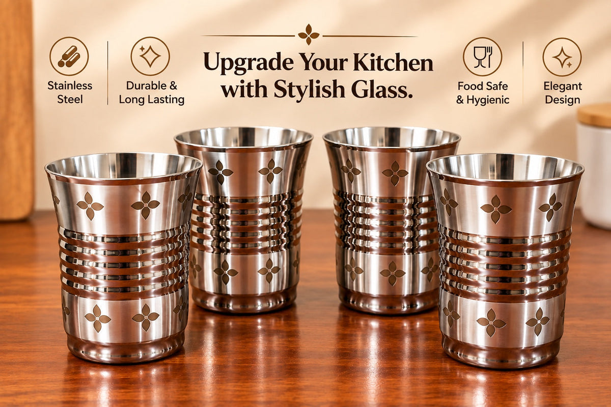 SouthLane stainless steel glass set of 4